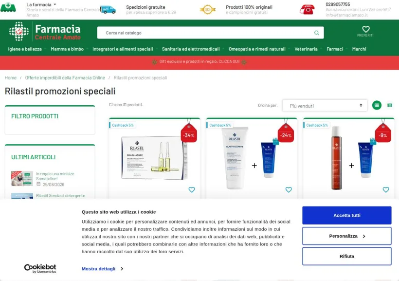 Schermata della pagina offerta di Farmacia Amato