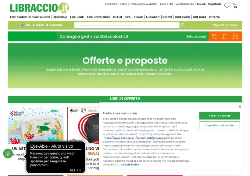 Schermata della pagina offerta di Libraccio
