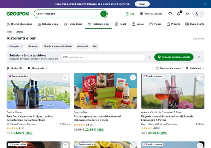 Schermata della pagina offerta di Groupon
