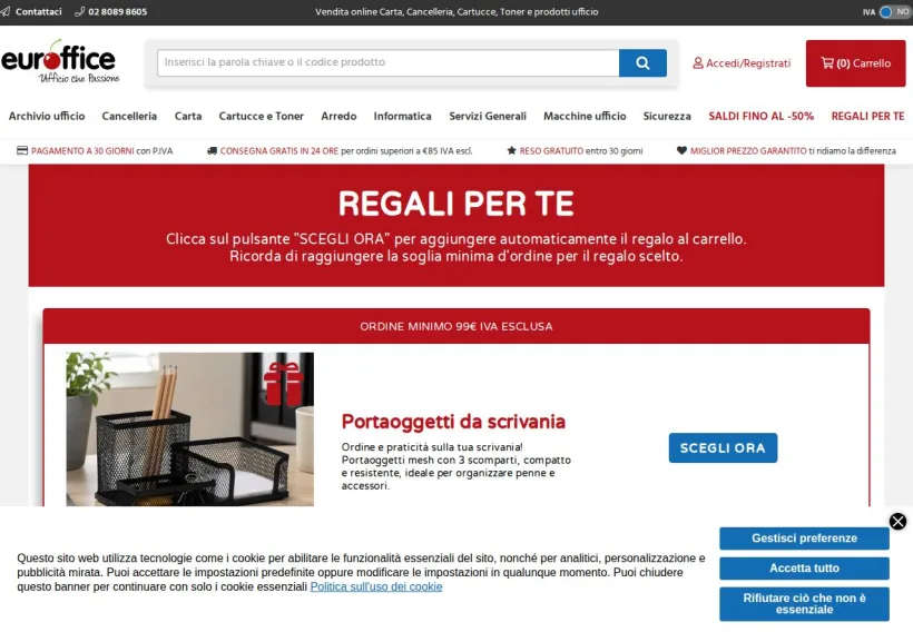 Schermata della pagina offerta di Euroffice