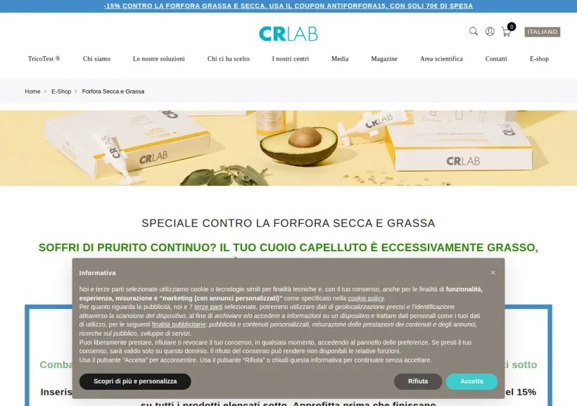 Schermata della pagina offerta di CRLab