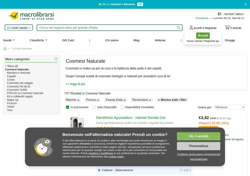 Schermata della pagina offerta di Macrolibrarsi