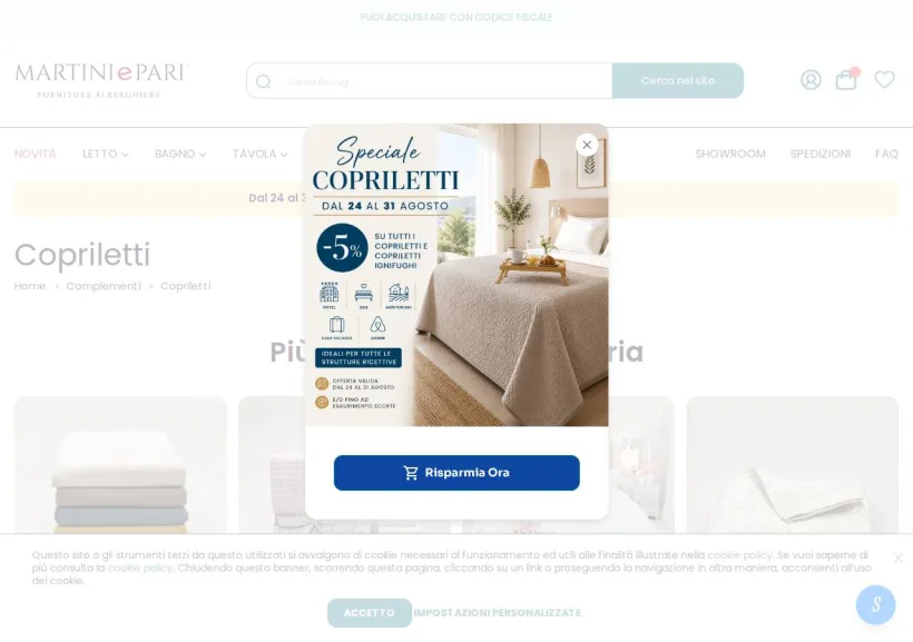 Schermata della pagina offerta di Martini e Pari