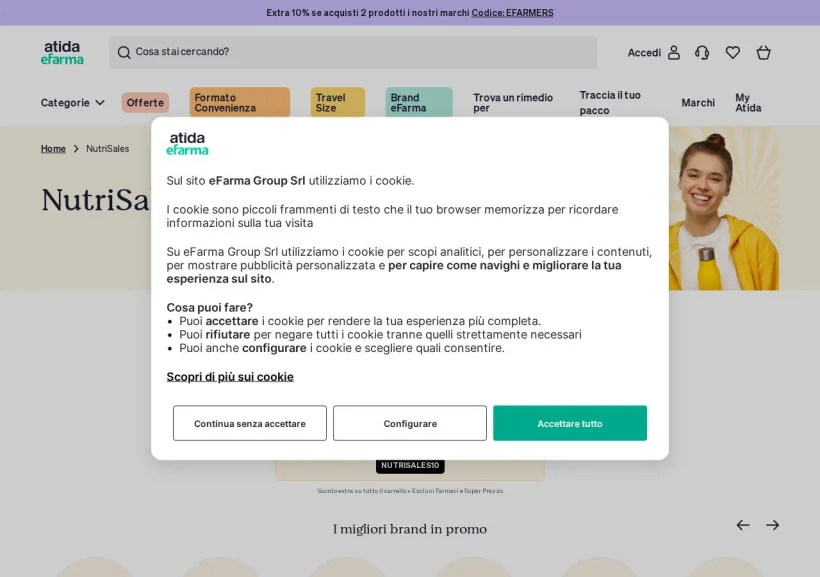 Schermata della pagina offerta di eFarma