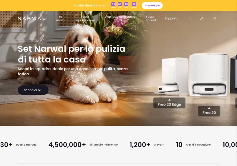 Schermata della pagina offerta di Narwal