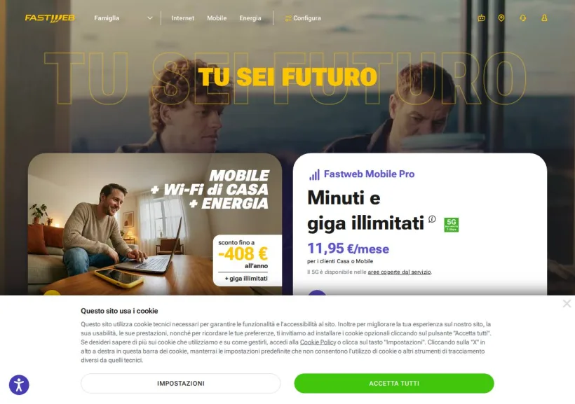 Schermata della pagina offerta di Fastweb