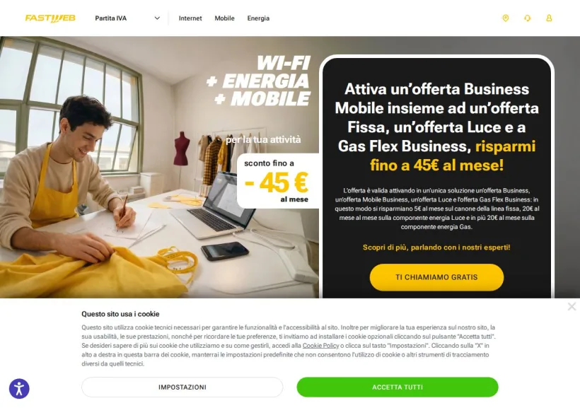Schermata della pagina offerta di Fastweb