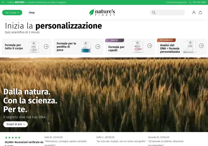 Schermata della pagina offerta di Nature's Finest