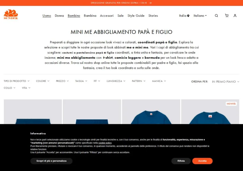 Schermata della pagina offerta di Sundek 