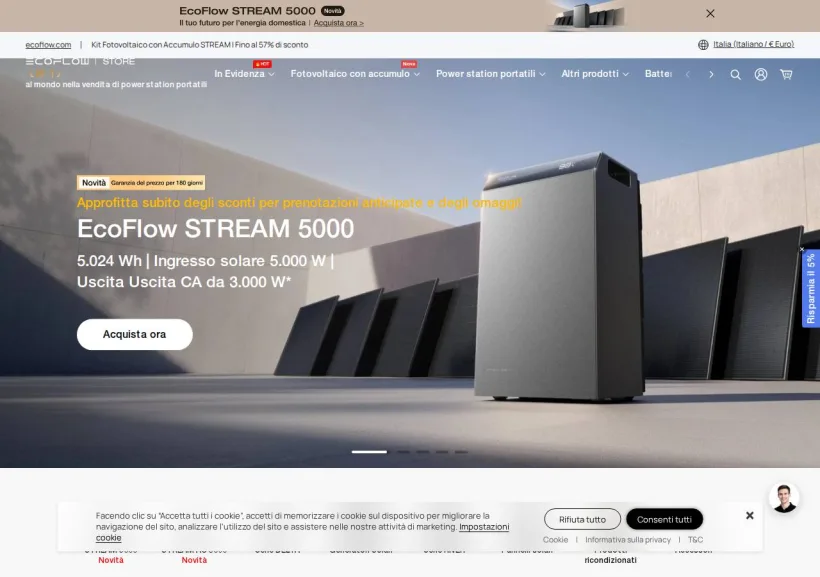 Schermata della pagina offerta di EcoFlow Italia