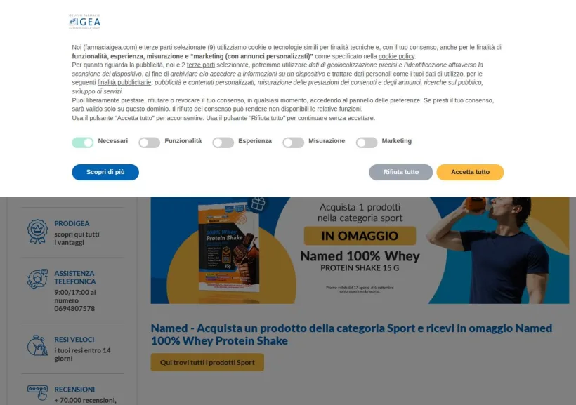 Schermata della pagina offerta di Farmacia Igea