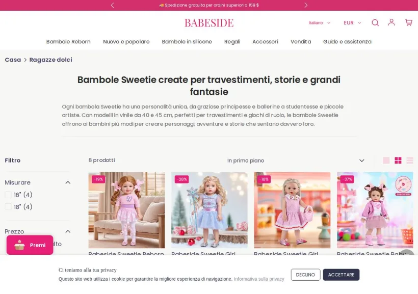 Schermata della pagina offerta di Babeside