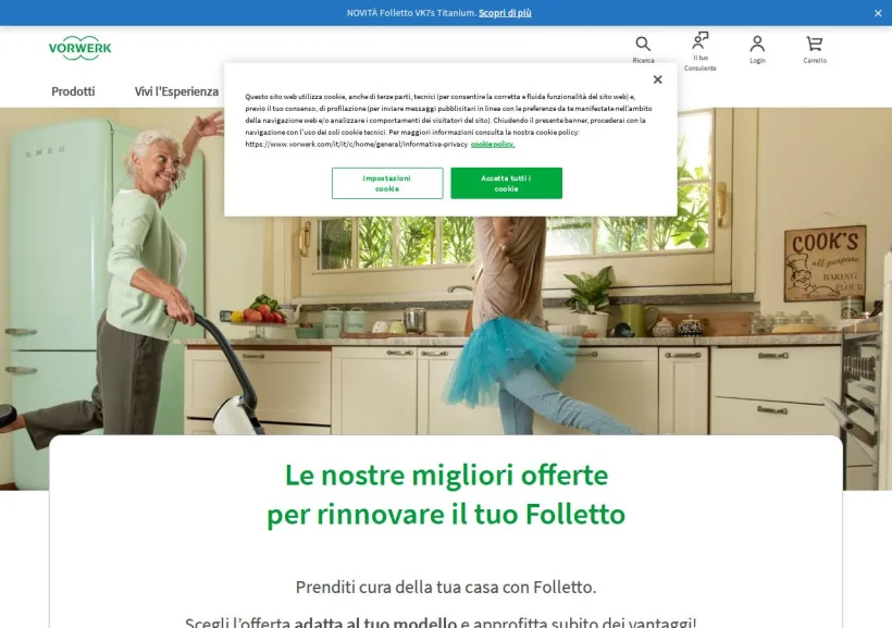 Schermata della pagina offerta di Folletto
