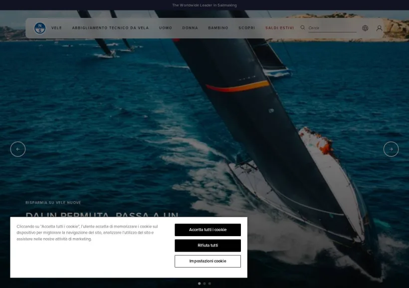 Schermata della pagina offerta di North Sails