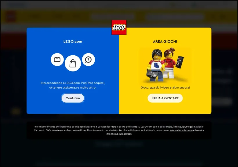 Schermata della pagina offerta di LEGO