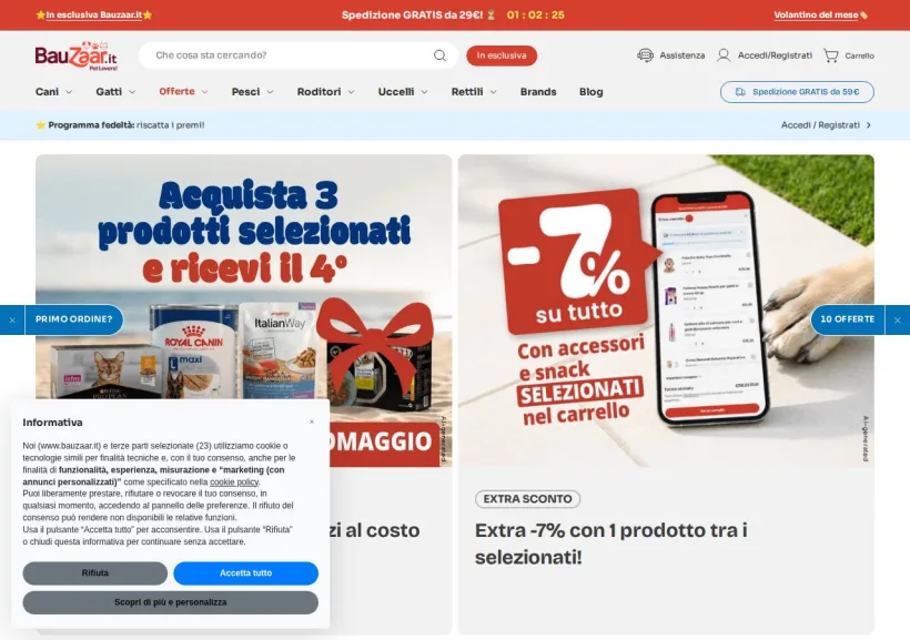 Schermata della pagina offerta di Bauzaar