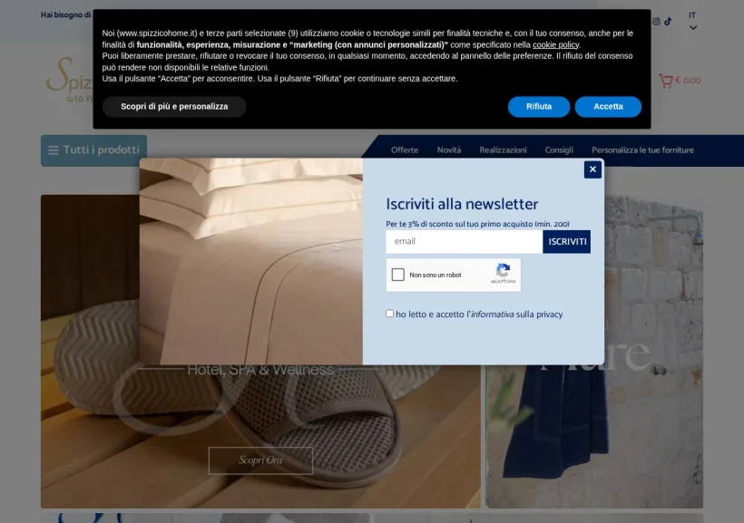 Schermata della pagina offerta di Spizzico Home