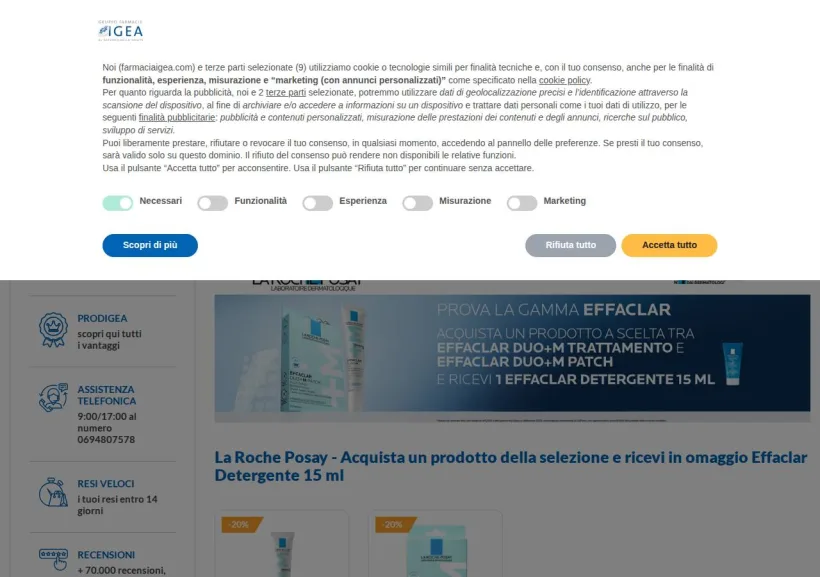 Schermata della pagina offerta di Farmacia Igea
