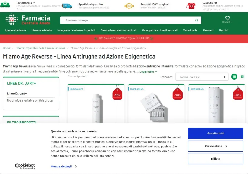 Schermata della pagina offerta di Farmacia Amato