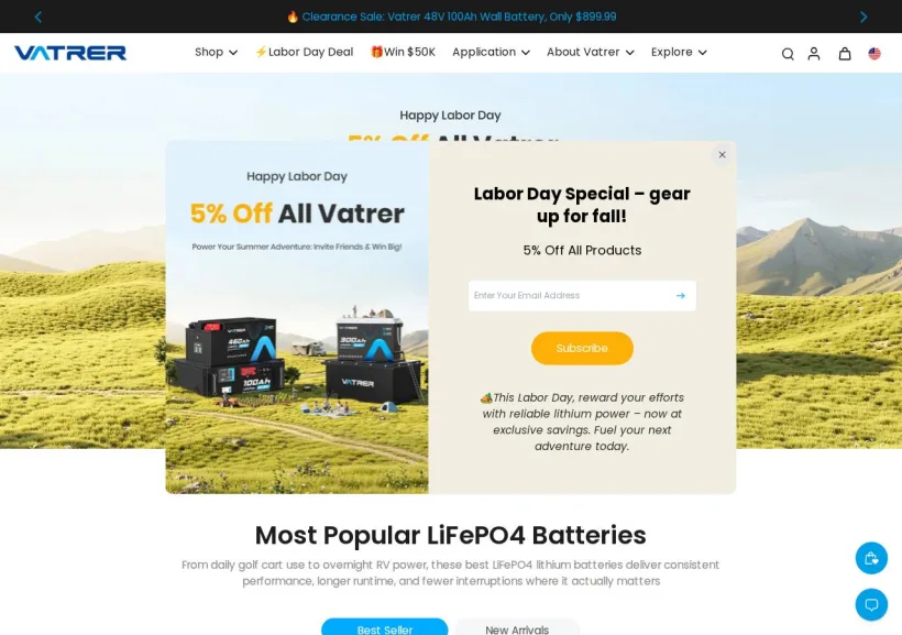 Schermata della pagina offerta di Vatrer