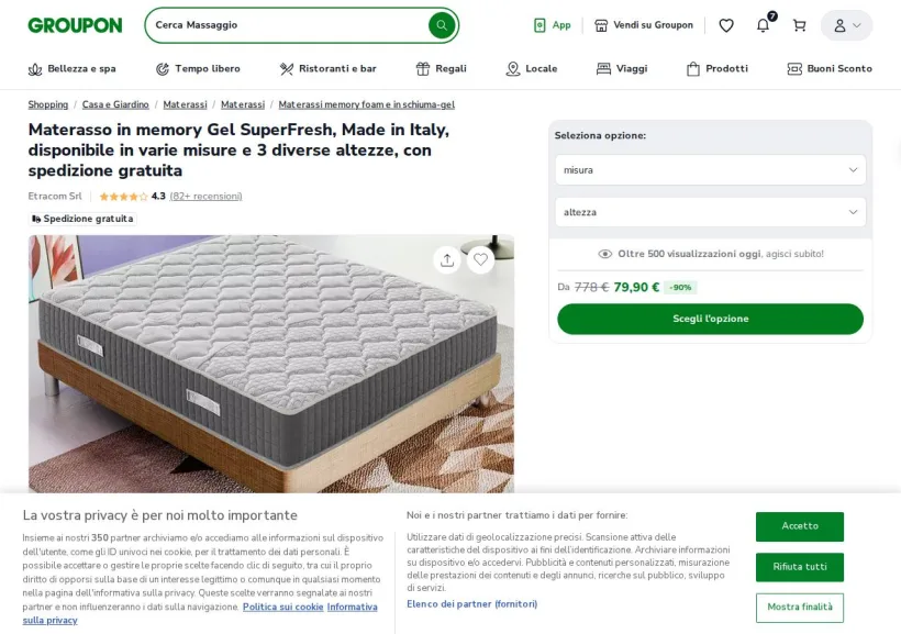 Schermata della pagina offerta di Groupon