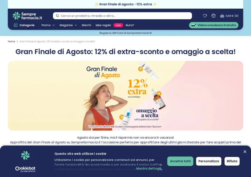 Schermata della pagina offerta di Semprefarmacia