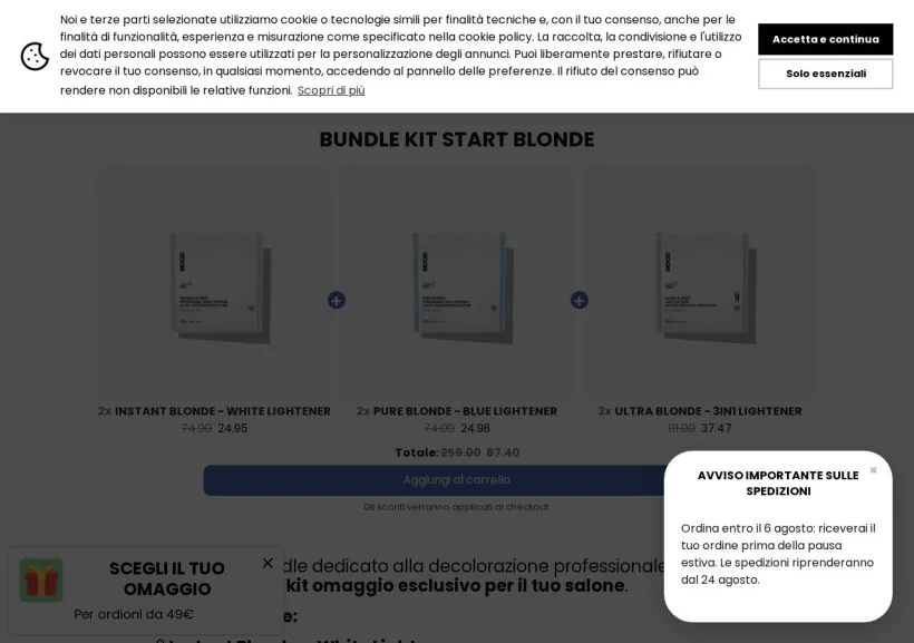 Schermata della pagina offerta di Mood