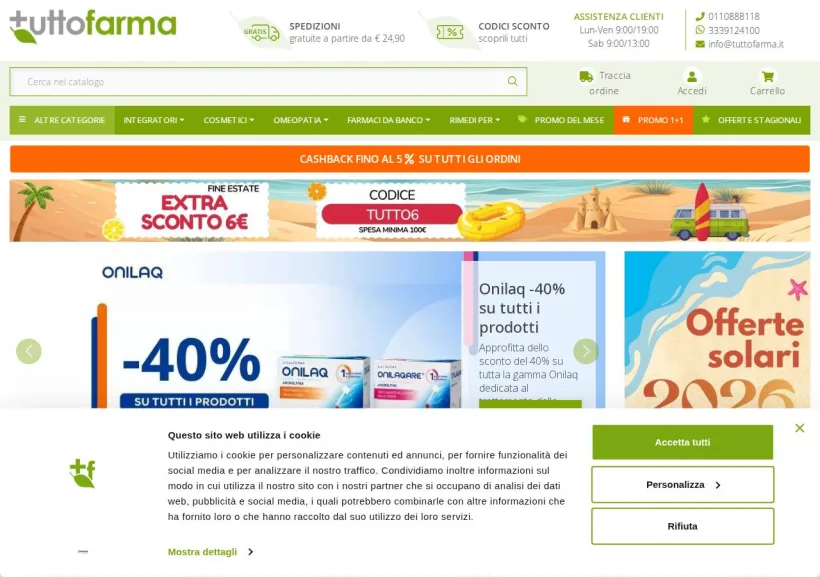 Schermata della pagina offerta di Tuttofarma