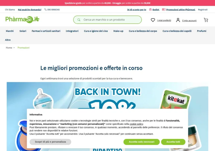 Schermata della pagina offerta di Pharmasi