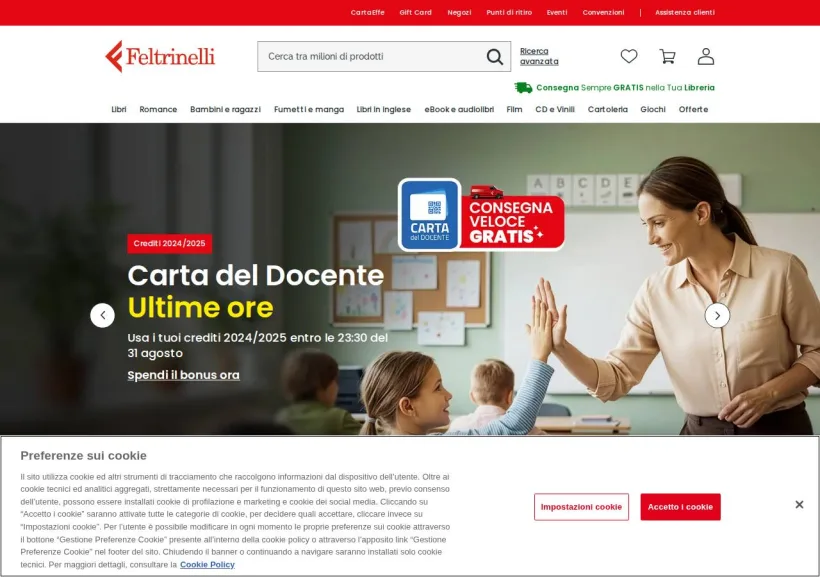 Schermata della pagina offerta di La Feltrinelli