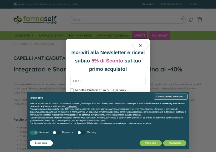 Schermata della pagina offerta di Farmaself