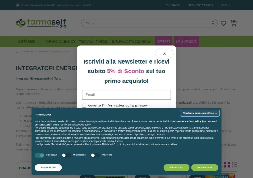 Schermata della pagina offerta di Farmaself