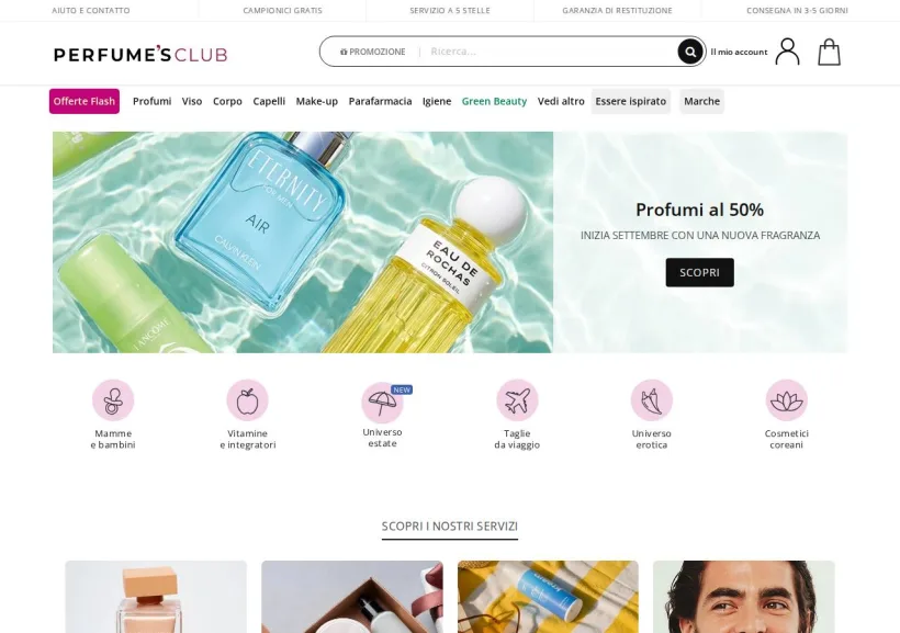 Schermata della pagina offerta di Perfume's Club