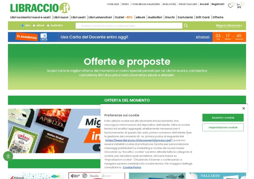 Schermata della pagina offerta di Libraccio