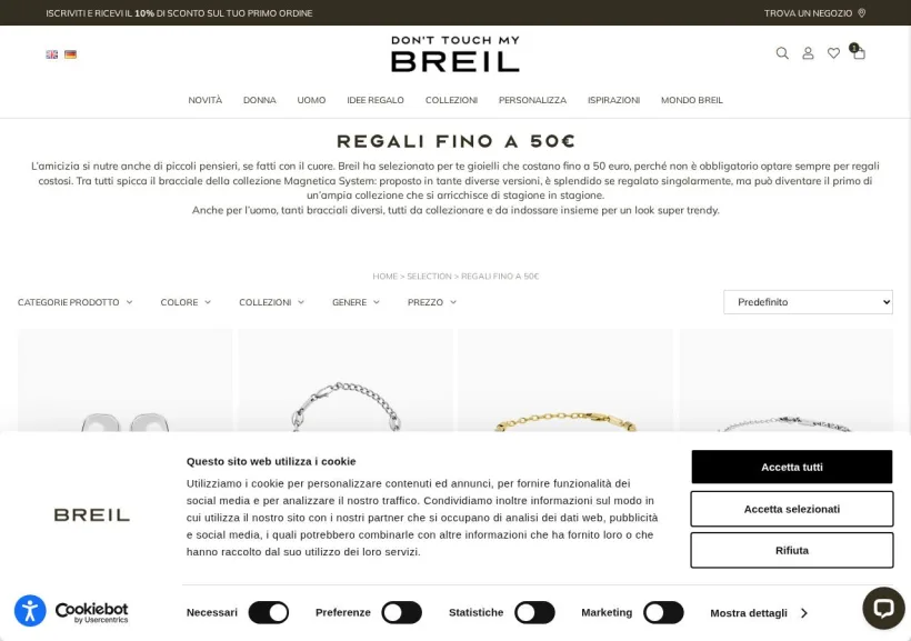 Schermata della pagina offerta di Breil