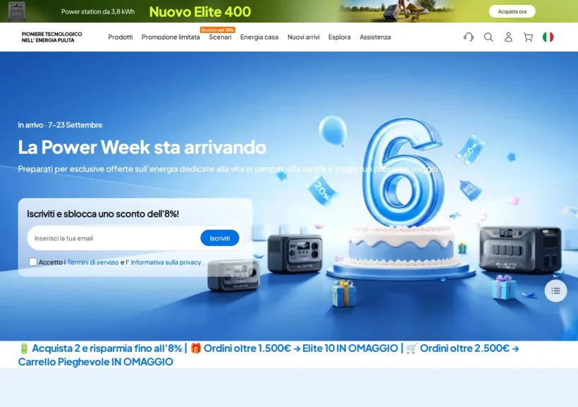 Schermata della pagina offerta di Bluetti