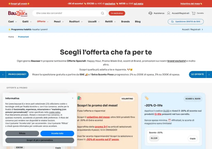Schermata della pagina offerta di Bauzaar