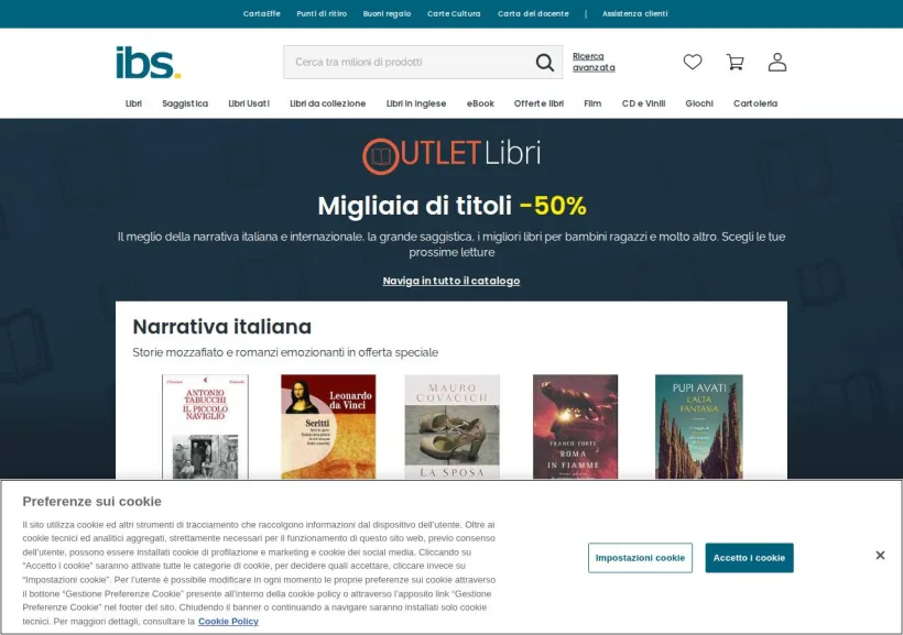 Schermata della pagina offerta di IBS