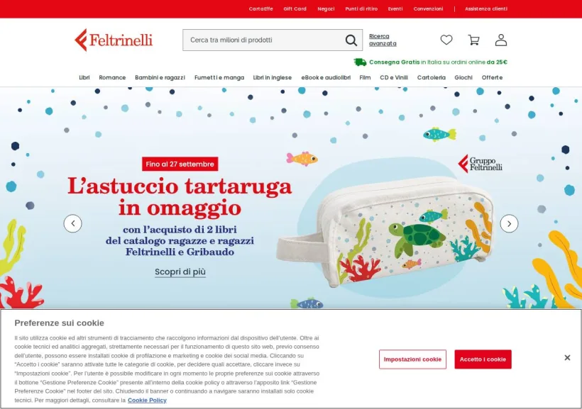 Schermata della pagina offerta di La Feltrinelli