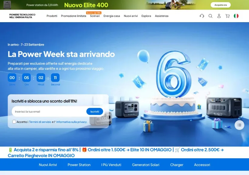 Schermata della pagina offerta di Bluetti