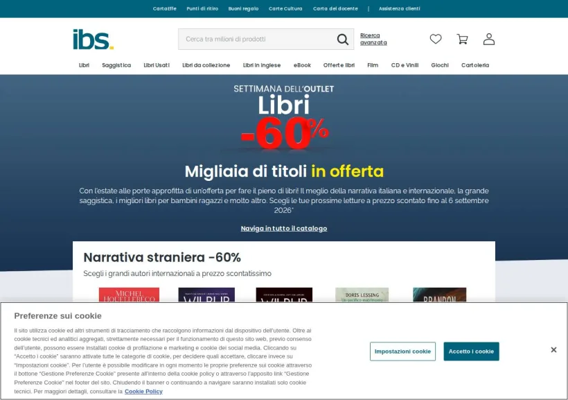 Schermata della pagina offerta di IBS