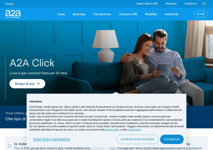 Schermata della pagina offerta di A2A Energia