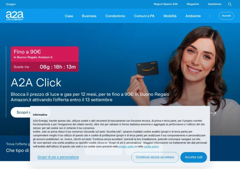 Schermata della pagina offerta di A2A Energia