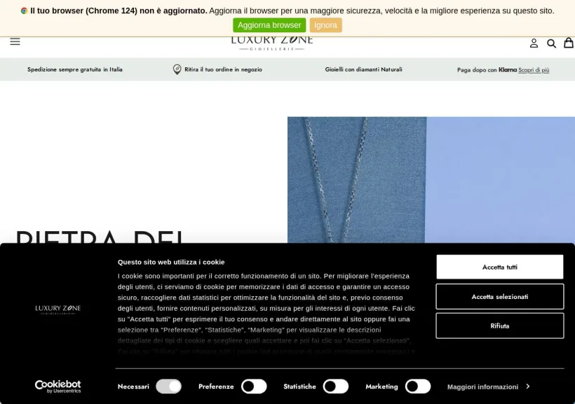 Schermata della pagina offerta di Luxury Zone