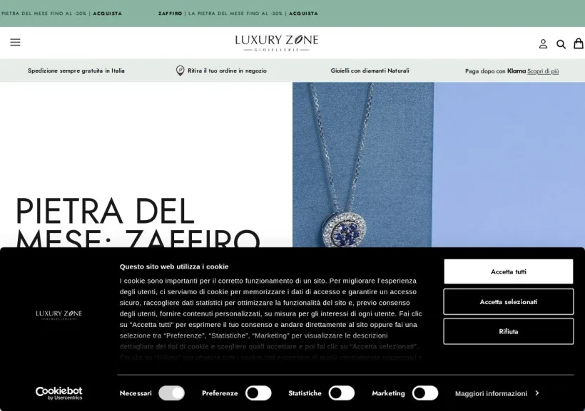 Schermata della pagina offerta di Luxury Zone