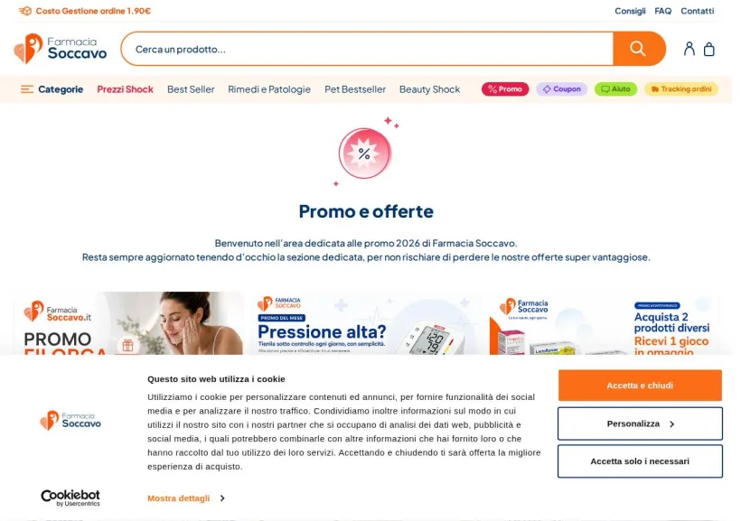 Schermata della pagina offerta di Farmacia Soccavo