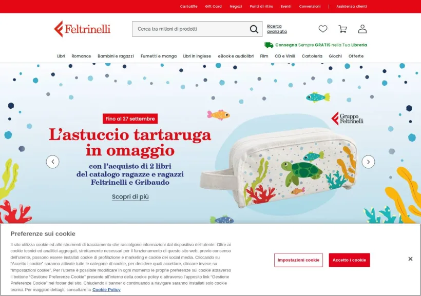 Schermata della pagina offerta di La Feltrinelli