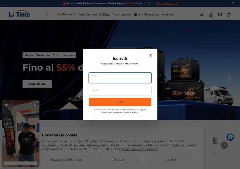 Schermata della pagina offerta di LiTime