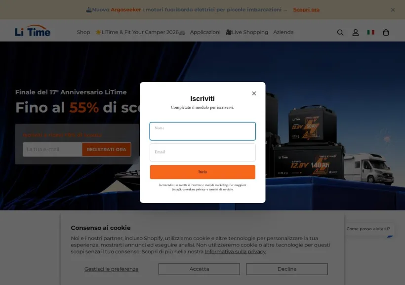 Schermata della pagina offerta di LiTime