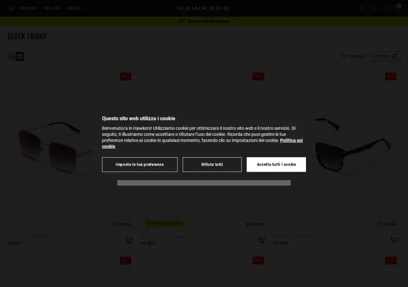 Schermata della pagina offerta di Hawkers